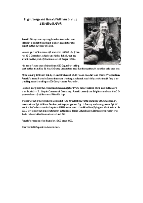 A preview of a PDF biography for Bishop, Ronald William